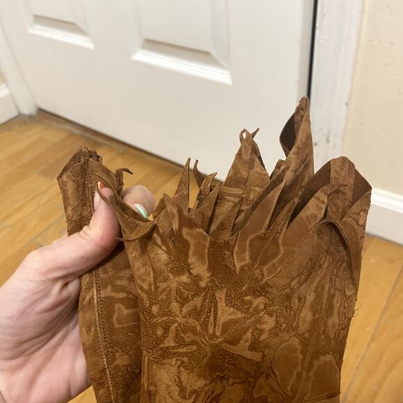 Mariano Renzi Womens High Boots 39/8 US Brown Suede Stiletto Cut-out Pointed. - Picture 7 of 7